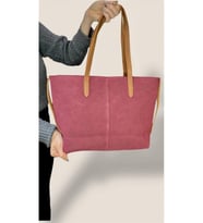 Kadın Süet Geniş Hacimli Fermuarlı Günlük Tote Model Büyük Boy(40x28) (Bordo)