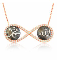 Gümüş Allah Muhammed Yazılı Sonsuzluk Kolye