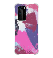 Huawei P40 Pro Uyumlu Köşe Korumalı Antişok Kapak Brushstroke Tasarımlı Şeffaf Silikon Kılıf
