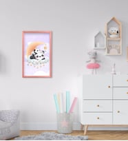 BK Home Tatlı Pandalar Tasarımlı Dekoratif Pembe Ahşap Çerçeveli Çocuk Odası Tablo-1