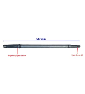 E-Yük Arabası Ar 10000 Moped Arka Aks 517 Mm 18 Freze Öm