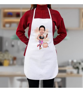 Kişiye Özel Koşan Kadın Karikatürlü Mutfak Önlüğü