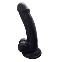 Gerçekçi Testisli Siyah Dildo 19 cm