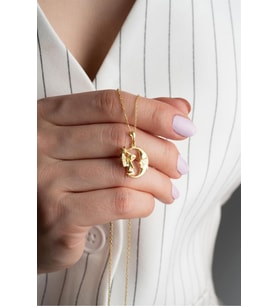 925 Ayar Gold Perili Hilal Gümüş Kolye