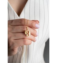 925 Ayar Gold Perili Hilal Gümüş Kolye