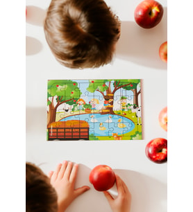 Ahşap 24'lü Yapboz Piknik Puzzle