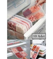 10 Adet 400 ml Bölmeli Fenomen Öğünlük Et Sebze Mini Saklama Kabı Porsiyon Kıyma Buzluk Düzenleyici - BDD-187