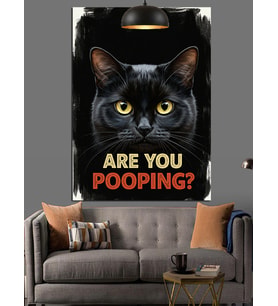 Are You Pooping Kara Kedi Posteri Dekoratif Kanvas - Mdf Ahşap Tablo
