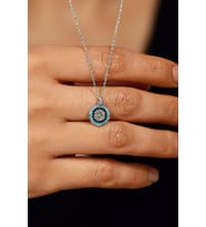 Mix Taşlı Rodyum Nazar Boncuğu Minimal Gümüş Kolye
