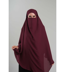 Bordo Pratik Hazır Geçmeli Tesettür Eşarp Krep Bağcıklı Çift Katlı Sufle Hijab 2314_16