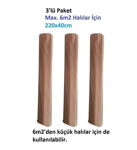 Mandaş Tekstil 3 Adet Halı Hurcu Kılıfı Poşeti 220x40cm (Max. 6m2 Halı İçin) (Bej)
