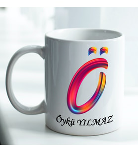 Kişiye Özel İsim ve Fotoğraf Baskılı Ö Harfli Kupa Bardak