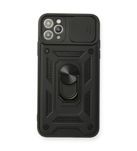 Apple İphone 11 Pro Kılıf Pars Lens Yüzüklü Silikon - Siyah