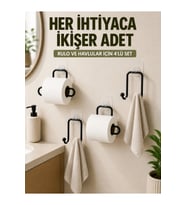 Yapışkanlı Tuvalet Kağıdı Tutucu ve Havlu Askısı 2’li Set