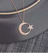 925 Ayar Gümüş Zirkon Taşlı Ay Yıldız Kolye