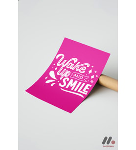 Wake Up And Smile Tipografi, Çerçevesiz Yüksek Kalite Duvar Afişi - Motivasyon Hediyesi