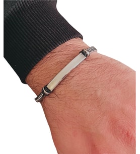 Spiga Model İnce Kordon Çelik Erkek Bileklik 22 cm (Gümüş)