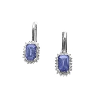 0.14 Karat Pırlantalı Kare Safir Küpe PE1491-4