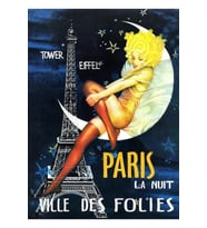 Paris Tarafından Gece Ville Des Folies Seyahat Tablo Ahşap Poster Dekoratif