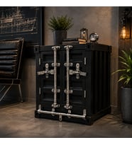 Konteyner Tasarımlı Dekoratif Dolap – Endüstriyel Raflı Saklama Dolabı 50x38x65 Cm