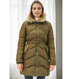 Dewberry Kadın %100 Polyester Kaban Haki Z9767 Katmanlı Kombin, Şehir ve Ofis Stili, Kazak ve Gömlek Kombini