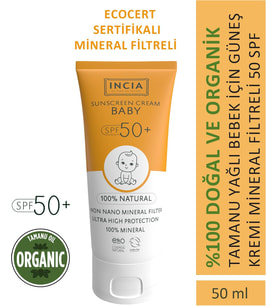 Lexroo %100 Doğal Bebek Güneş Kremi Leke Karşıtı Mineral Filtreli Yüksek Koruma SPF50 UVA UVB 50 ml