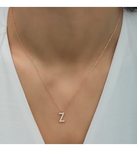 Gümüş Zirkon Taşlı Z Harfi Kolye