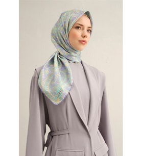 Desenli Saf Ipek Sura Eşarp 9304-34