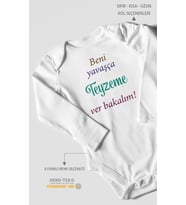 Beni Yavaşça Teyzeme Ver Bakalım Baskılı Bebek Zıbını – Çıtçıtlı Body  %100 Pamuk Uzun Kol (Beyaz)