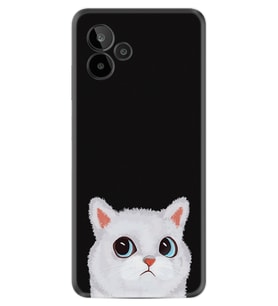 General Mobile GM 24 Pro Kılıf Resimli Desenli Silikon Platinium Series White Cat 1835
