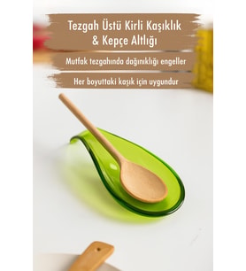 Akrilik Yeşil Tezgah Üstü Kirli Kaşıklık & Kepçe Altlığı