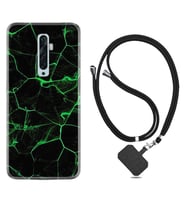 Oppo Reno 2Z 4 Lite 4 Pro 5 6 7 A31 Kılıf Boyun Askılı Silikon Yeşil Şerit Mermer 1320