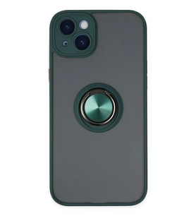 Newface Apple iPhone 14 Kılıf Montreal Yüzüklü Silikon Kapak - Yeşil
