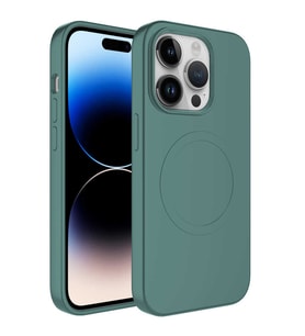 Lexroo iPhone 14 Pro Kılıf M-safe Wireless Şarj Özellikli Pastel Renk Silikon Plas Kılıf - Koyu Yeşil