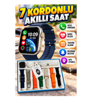 Akıllı Saat 7 Kordon Hediyeli Takvim Alarm Nabız Ölçer Sesli Görüşme Bildirim Destekli Çelik Kordon