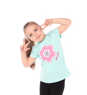 Toontoy Kız Çocuk Baskılı Tişört (Mint Yeşili)