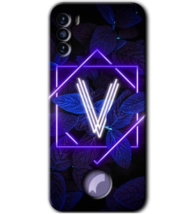 Reeder S19 Max Pro S Kılıf HD Desen Baskılı Arka Kapak - Dark Neon Yaprak V Harfi