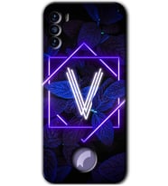Reeder S19 Max Pro S Kılıf HD Desen Baskılı Arka Kapak - Dark Neon Yaprak V Harfi