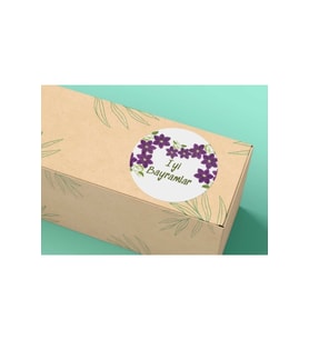 Mor İyi Bayramlar Etiketi Ramazan Bayramı Kurban Festa Tebrikler Yuvarlak Mat 3 cm- 200 Adet