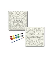 Okul Etkinliği-2'li Tuval Boyama Seti. 20x20 Cm Uv Baskı 6 Akrilik Boya 1 Fırça-model-214