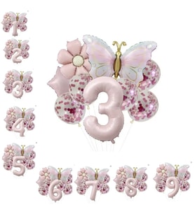 Gold Kelebek Papatyalı 3 Yaş Folyo Balon Set
