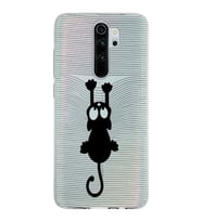 Xiaomi Redmi Note 8 Pro Uyumlu Kapak Çizgi Kedi Tasarımlı Şeffaf Silikon Kılıf