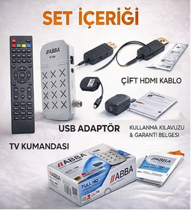 ABBA KF-2500 Full HD Mini Uydu Alıcı Youtube IPTV WiFi Destekli USB HDMI 1080p + WiFi Anten