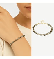 Altın Rengi Metal Zincirli Dorika Top Süslemeli Amorf Labradorit Doğaltaş Kadın Bileklik