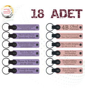 M Menekşe & Y Ağzı, 18’li Set, Kişisel Mesajlı Anahtarlık, İngilizce Öğretmeninden Sınıfına Hatıra