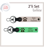Kedi Sever Annelere Verilebilecek Zarif Hediye, Kalpli Pati Motifli Deri Anahtarlık, Pudra-F Yeşil