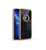 Oppo A5 2020 Kılıf Logo Yeri Açık Kamera Lens Korumalı Renkli Kenarlı Şeffaf Silikon (Siyah)