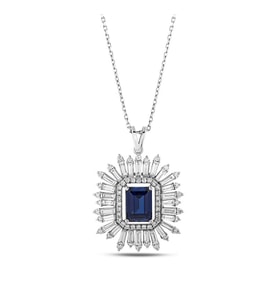 3.55 Karat Safir Pırlanta Kolye