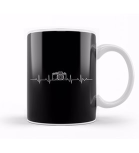 Camera Photography Heartbeat for Photographers Kupa Bardak Porselen
