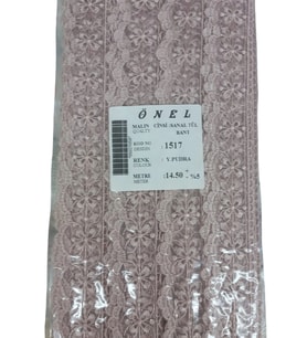 Dantel Polyester Sanal Tül Bant Y.pudra 14,50 Metre En 3 Cm On-1517-pu